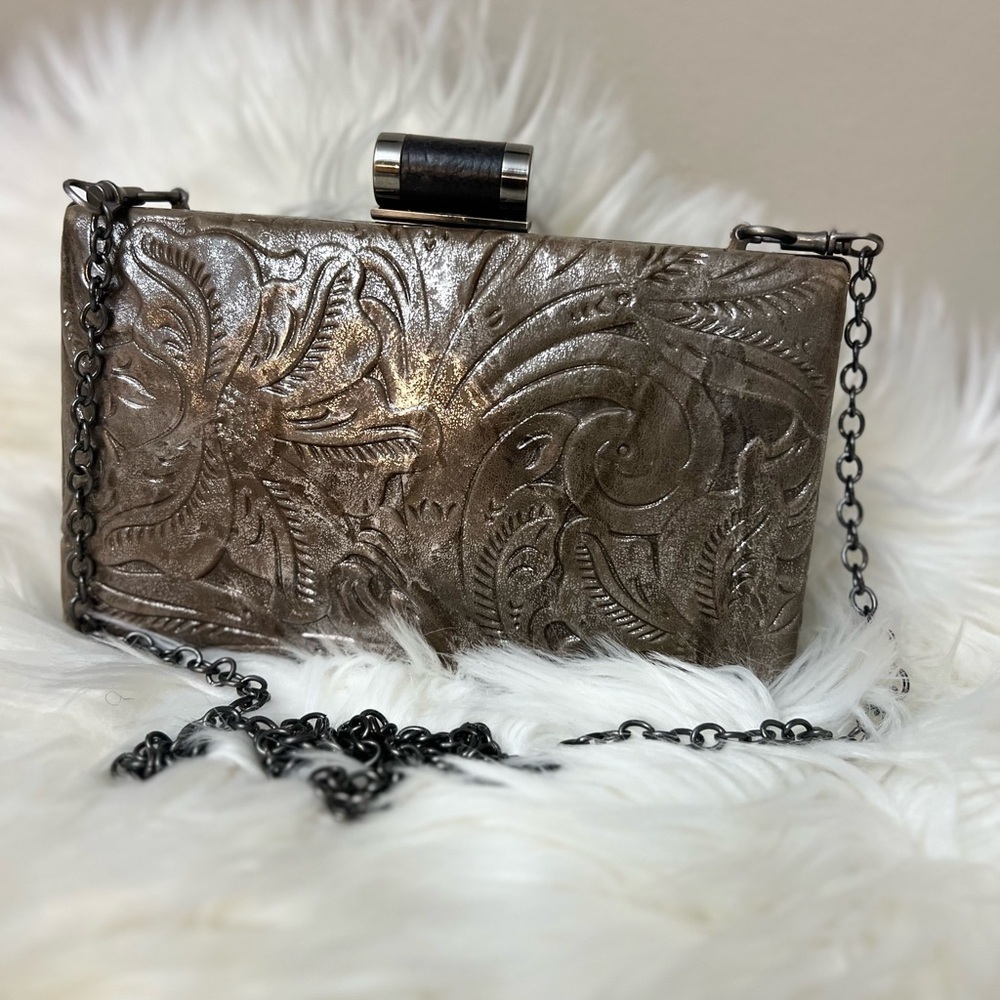 Patricia Nash Metallic Brown Embossed Clutch